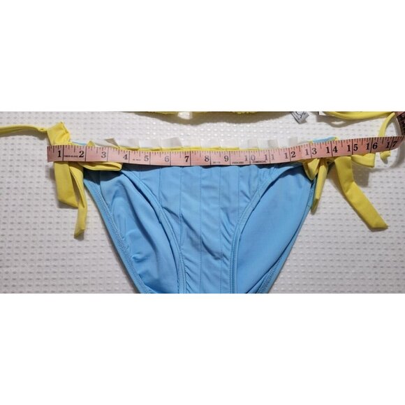 Becca By Rebecca Virtue Bikini Set Womens Surf Blue/Yellow  2 PC Sz L Cup D NEW - Picture 5 of 7